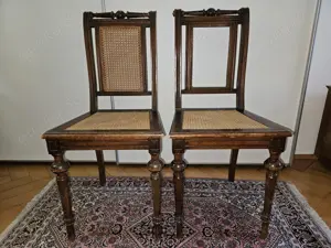 Antik! 2 massive Gründerzeit Korbgeflecht Holzstühle Eiche ca. 1890 TOP!