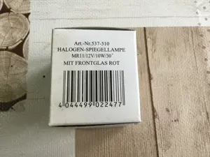 Halogen Spiegellampe MR 11 12 Volt 10 Watt Frontglas Rot
