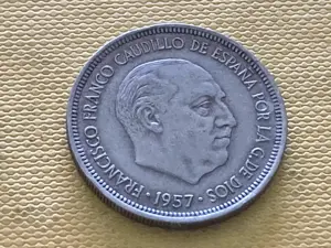 Münze Münzen Umlaufmünze Spanien 5 Pesetas 1957 im Stern 74 Bild 2