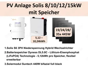 Photovoltaik Anlage Solis 8 10 12 15kW mit Speicher