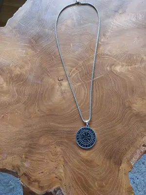 Edelstahl Halskette mit Wikinger Anhänger "Vegvisir" Bild 2