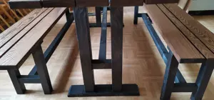 2 Bank-1 Tisch Kombination Balkonmöbel Gartenmöbel Neu Massivholz Bild 3