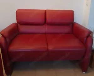 2-Sitzer-Sofa, Echtleder Rind,weinrot, gebraucht, neuwertig, sehr elegant