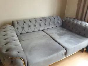 Sofa 2-Sitzer Samt (Grau Anthrazit)