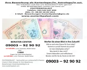 Kartenlegen Esoterik Job Berater Experte Hellsehen Astrologie Jobangebot Spiritualität Arbeit Stelle
