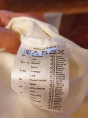 Shirt Oberteil Gr. S 36, naturweiß   creme, mit Spitze, 3 4 Ärmel Bild 3