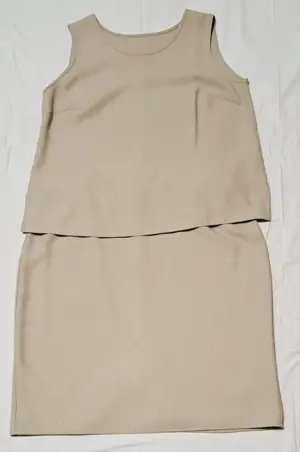 Damen-Kostüm, Kombination 3-teilig, Bluse, Top und Rock, Größe 23, beige Bild 3