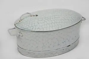 Brotbacktopf Gußeisen Römertopf Aufbewahrungstopf Emaille oval mit Deckel vintage 