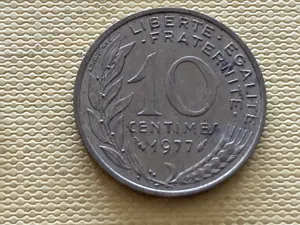 Münze Münzen Umlaufmünze Frankreich 10 Centimes 1977