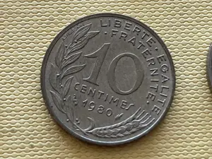 Münze Münzen Umlaufmünze Frankreich 10 Centimes 1980