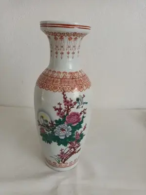 Vase chinesisch Vögel bunte Blumen Öffnung 8,5cm