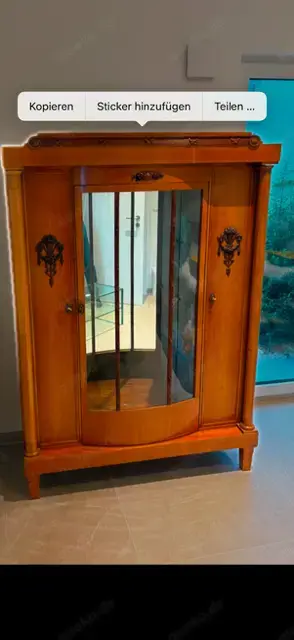  Art  -  Deco  Vitrinenschrank  in Kirschbaum um 1905  Top Zustand