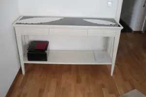 Selva Konsolentisch "Luna" mit schwarzer Glasplatte + Schubfach Bild 2
