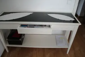 Selva Konsolentisch "Luna" mit schwarzer Glasplatte + Schubfach