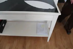 Selva Konsolentisch "Luna" mit schwarzer Glasplatte + Schubfach Bild 3