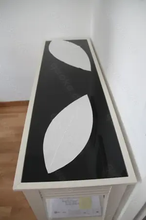 Selva Konsolentisch "Luna" mit schwarzer Glasplatte + Schubfach Bild 5