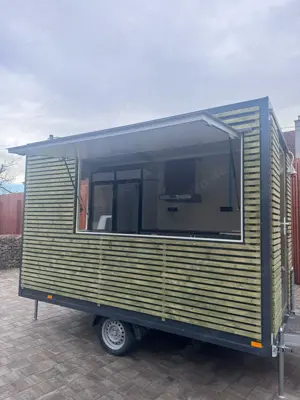 Mobiler Kaffeewagen 3,5 2 m   mit Strom, Wasser und Ausstattung vorbereitet