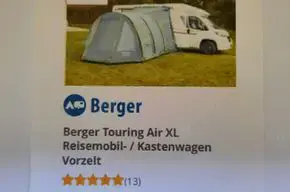 Berger Vorzelt für Wohnmobil   Kastenwagen