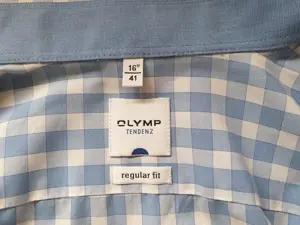 NEU Business Freizeit Vichy- Karo Langarm Hemd Olymp * TENDENZ Gr. 41- 42  L hell- blau weiß Bild 3