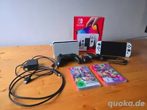 Nintendo Switch OLED-Modell Weiß mit 2 Spielen, Pro Controller und 64GB SD-Karte
