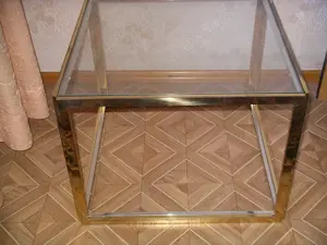 2 x eleganter Glastisch, Beistelltisch, Nachttisch Messing - Glas