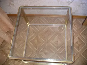 2 x eleganter Glastisch, Beistelltisch, Nachttisch Messing - Glas Bild 2