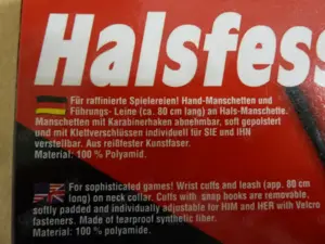 Hand- u.Halsfesseln und Hand-Oberschenkelfesseln