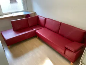 Biete rote Echtleder Eckcouch *neuwertig*