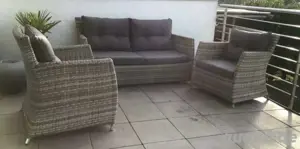 Louge Möbel Rattan grau 
