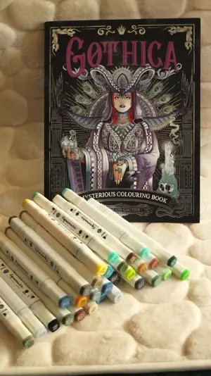 Francois Gautier Gothica - Malbuch für Erwachsene Neu Dark Fantasy Horror Mystery + Aquamarker