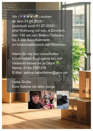 Familie sucht 4 Zi.-Wohnung in München Zentrum