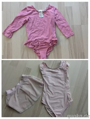 Tanz Turn Ballettbody  - Anzug: Langarm- Gr. 122-128 und Träger Gr. 110 - rosa