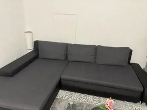 Sofa grau schwarz mit Bettfunktion