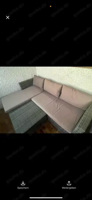 Balkonmöbel,  Rattan Lounge Sofa mit Auflagen   bequem & stilvoll