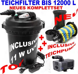BRANDNEU:Toppreis: KOMPLETTSET Teichfilter 15000 L+ UVC 11 W+ Teichpumpe 