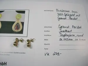 NEU: Ohrstecker 333 Gold mit Granat + Peridot Bild 6