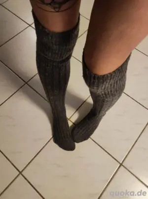 Getragene Overknees Socken