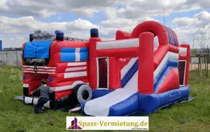 Hüpfburg Feuerwehr-Spass mit Rutsche ab 158   Tag, Profihüpfburg