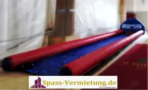 Air- Kegelbahn mit hochwertigem Holzkegelset ab 44,00   Tag etc., mit Hüpfburg mietbar