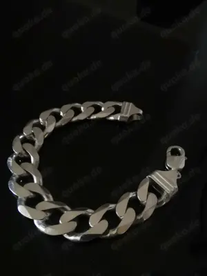  Hochwertiges 925er Silberarmband   Massives Panzerarmband | 21 cm | 17 mm | Top-Zustand 