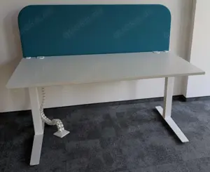 Schreibtisch mit Akustikrückwand 160 x 80 weiß türkis