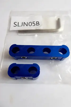 Neu, 2 Kabelklemmen Schlauchklemmen, blau eloxiert