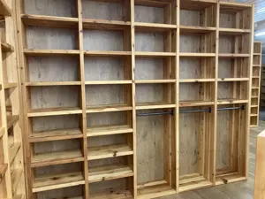 Wohnwand Wandregal mit Kleiderstange aus massiven Zirbenholz mit Rückwand