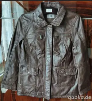 Lederjacke braun Lang Mainpol echtes Lammleder Nappa Harley Biker Mantel