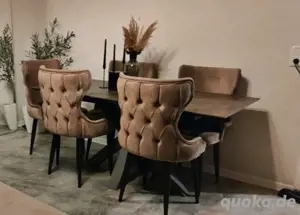 6x Esstischstühle aus Samt inkl. Esstisch Bild 3