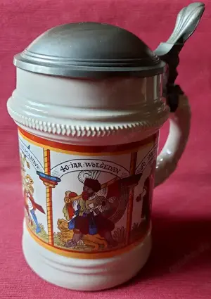 Dekorativer Bierkrug mit Zinndeckel von WMF