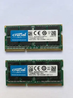 2* Crucial 16GB  DDR3L 1600Mhz PC3L-1280S CT204864BF160B C16FA