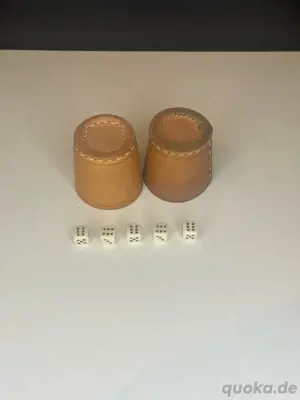 Vintage Würfelspiel-Set mit 2 Echtlederbechern & 5 Würfeln   Zeitlos & stilvoll Bild 3