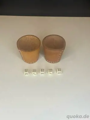 Vintage Würfelspiel-Set mit 2 Echtlederbechern & 5 Würfeln   Zeitlos & stilvoll Bild 4