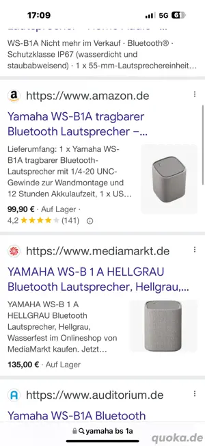 YAMAHA WS-B 1 A HELLGRAU Bluetooth Lautsprecher, Hellgrau, Wasserfest test Bild 4